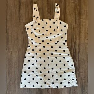 NWT - Mango - Black & White Polka Dot Dress - Size: L / 8